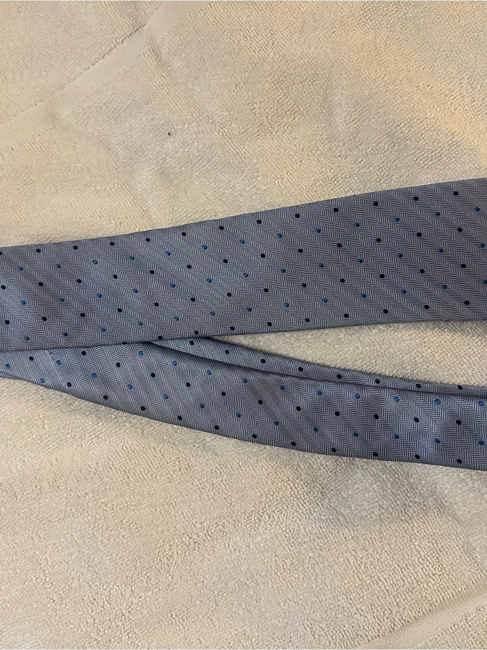 Banana Republic Men’s Gray Blue Herringbone Polka Dot Tie